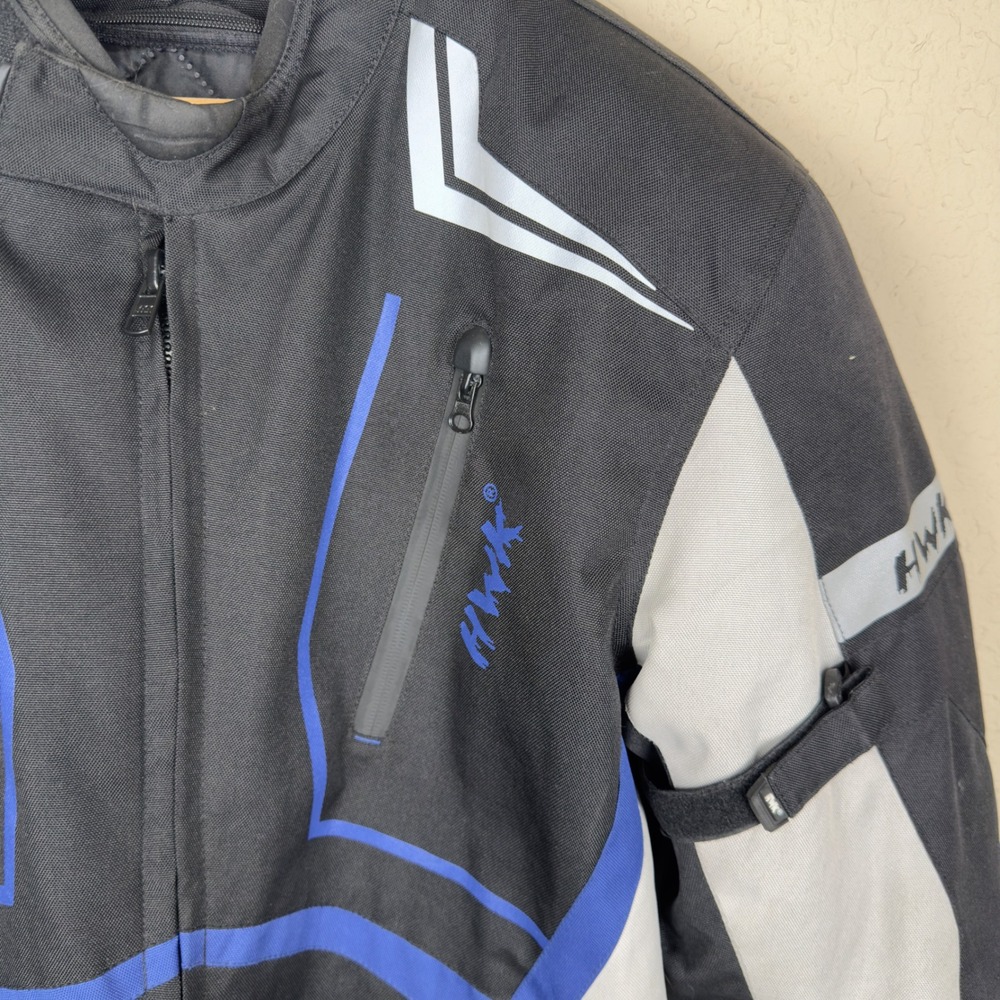 HWK Motorcycle Jacket Scorpion Mens 2XL Black Blue Grey Motorsports Riding Gear - Picture 3 of 9